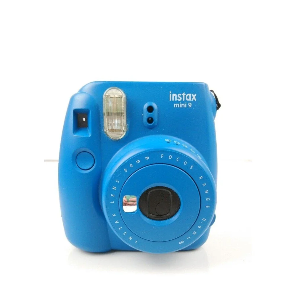 FujiFilm Instax Mini 9 instant Camera Blue Built In Selfie Mirror With Film